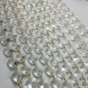 100cm Clear Crystal Bead Chain Garland, 14mm Octagon, Gold Ring